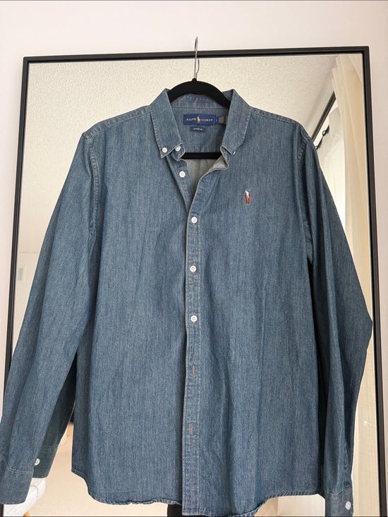 Ralph Lauren Tops - Ralph Lauren Blue Denim Button-Down Shirt with Pony Logo